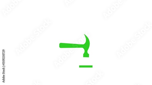 Hammer icon animation sign on white back ground. 4k video 