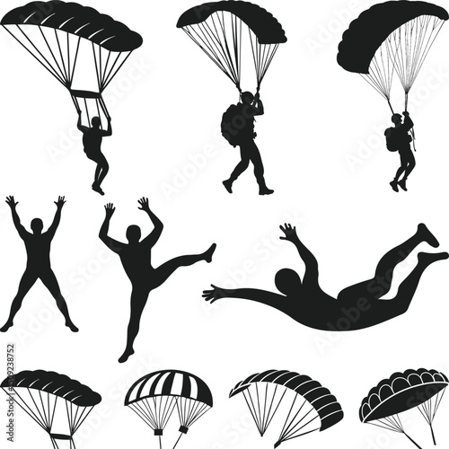 Sky Diving svg, skydiving sport Silhouette, Parachute jump Svg, Skydiving Silhouette, Sky Diver Bundle,
