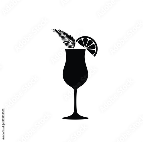 Tropical cocktail drink silhouette icon design