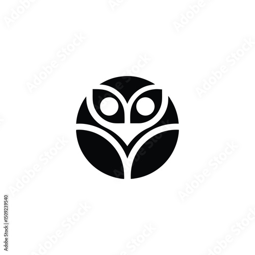 owl on white background, cute cartoon owl with big eyes vector illustration Mid-century Modern Owl Icons


