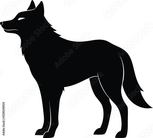 silhouette wolf on the white background