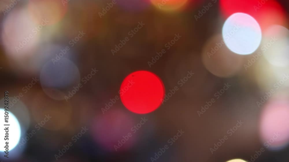 Blurred view of night traffic car lights on a busy street. Beautiful urban bokeh background