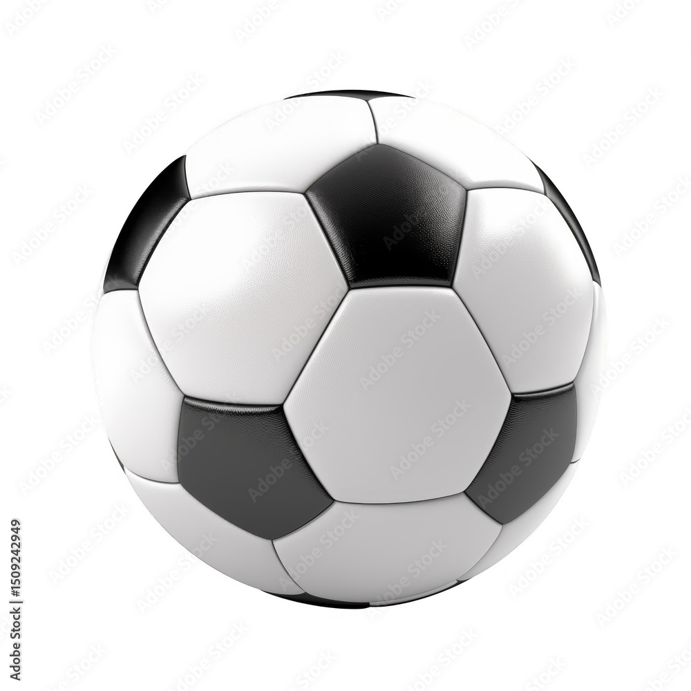 Fototapeta premium Classic black and white soccer ball isolated on transparent background
