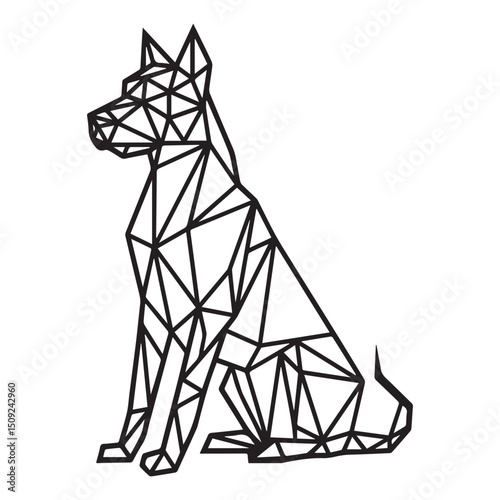 Low Poly Dog Icon Silhouette in Vector black and white