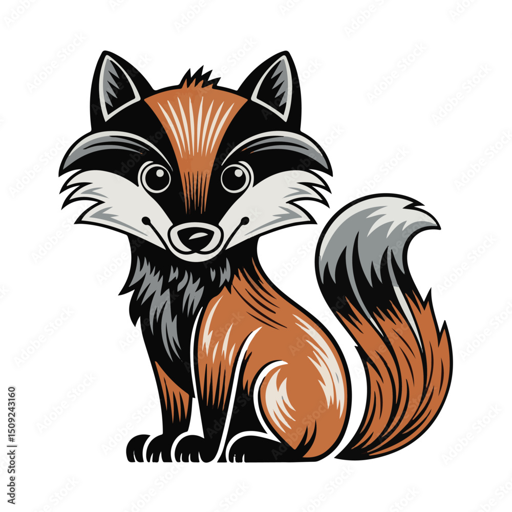 Obraz premium A cute cartoon vector illustration depicts a smiling wild fox and dog animal head