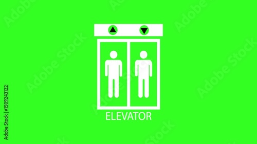 Lift icon animation up - down symbol with green back ground. 