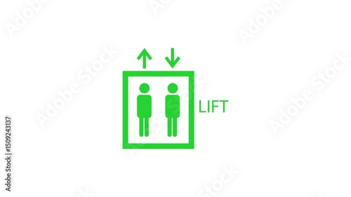 Lift icon animation up - down symbol with white back ground. 