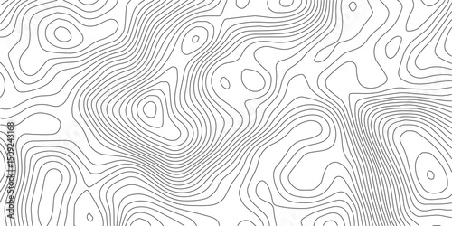 The black grey on white contours vector topography stylized height of the lines. The concept of a conditional geography scheme and the terrain path. Ultra wide. Map vector terrain Illustration. 

