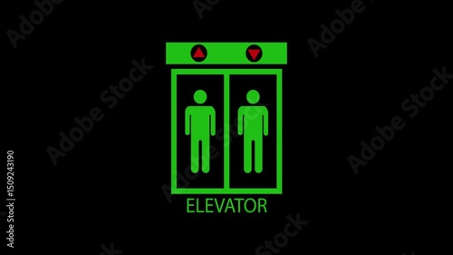 Lift icon animation up - down symbol with black back ground. 