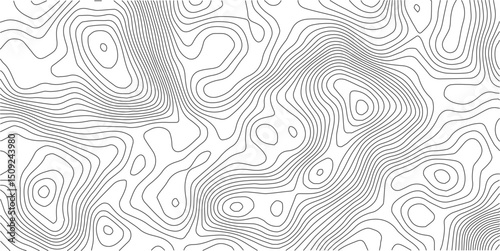 The black grey on white contours vector topography stylized height of the lines. The concept of a conditional geography scheme and the terrain path. Ultra wide. Map vector terrain Illustration. 
