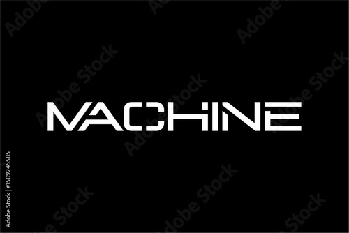 word machine . Abstract technology modern minimalist font typography vector illustration, concept idea design