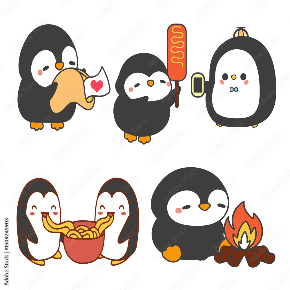 Obraz premium Penguin colour vector set 3
