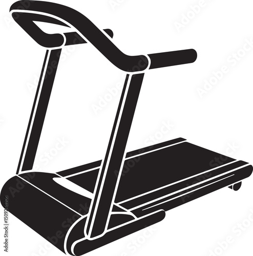 Treadmill Silhouette Vector Illustration - Black Fitness Equipment Art Vector Format