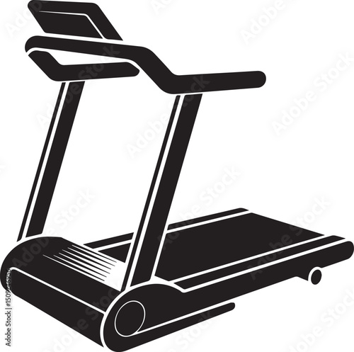 Treadmill Silhouette Vector Illustration - Black Fitness Equipment Art Vector Format