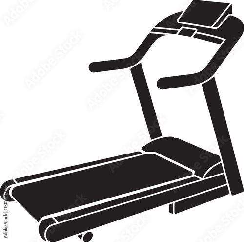 Treadmill Silhouette Vector Illustration - Black Fitness Equipment Art Vector Format