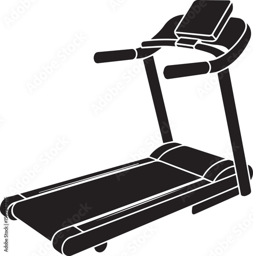 Treadmill Silhouette Vector Illustration - Black Fitness Equipment Art Vector Format
