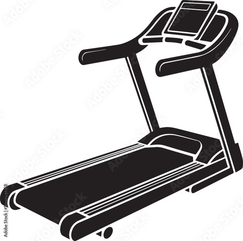 Treadmill Silhouette Vector Illustration - Black Fitness Equipment Art Vector Format