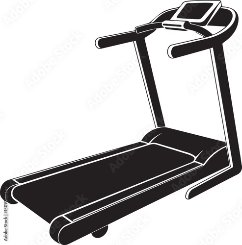 Treadmill Silhouette Vector Illustration - Black Fitness Equipment Art Vector Format