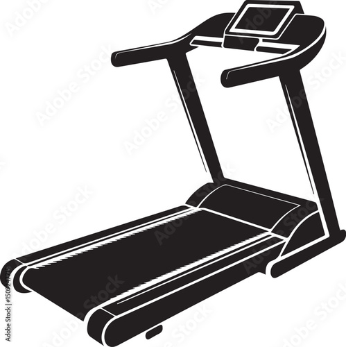 Treadmill Silhouette Vector Illustration - Black Fitness Equipment Art Vector Format