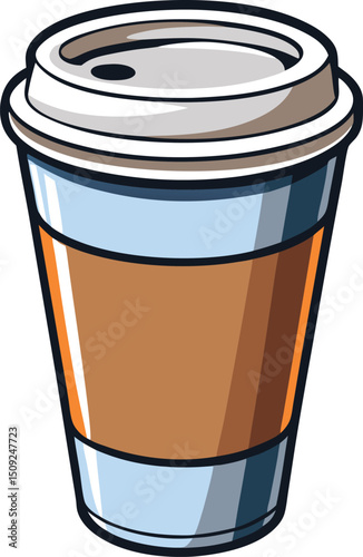 Cartoon Illustration of a Disposable Coffee Cup