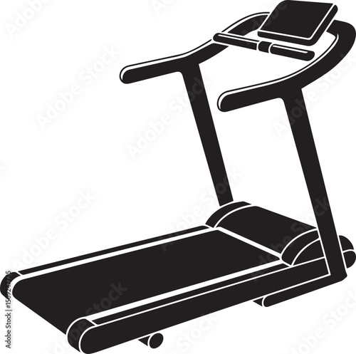 Treadmill Silhouette Vector Illustration - Black Fitness Equipment Art Vector Format
