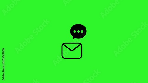 Mail notification icon animation on green background. 