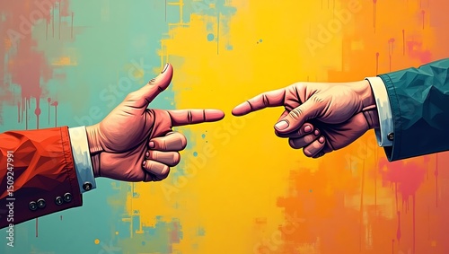 Stylized digital artwork depicting a standoff between two individuals or factions