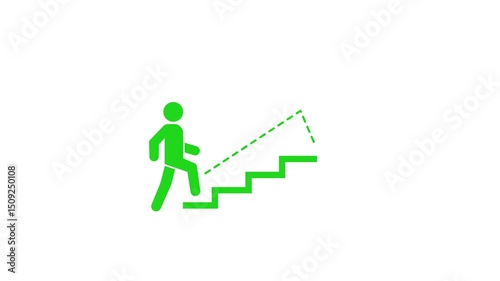 Stairs run location icon animation on white background. 