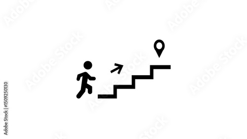 Stairs run location icon animation on white background. 