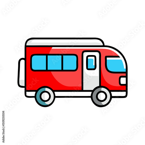 Minibus side view, local travel and transport.