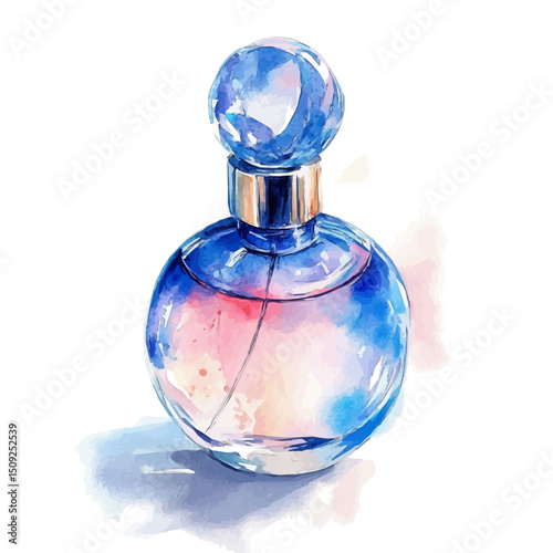 Perfume Bottle, watercolor drawing vector, high quality, isolated on a white background.