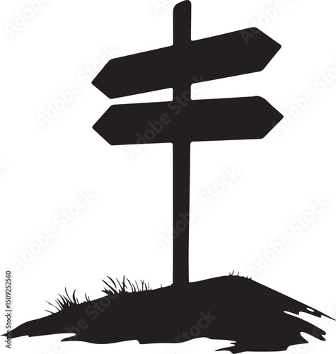 Signpost Template Silhouette Vector Illustration on Transparent Background