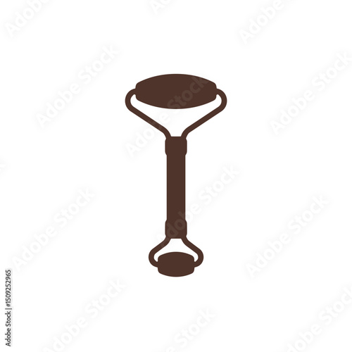 Minimal brown icon of a jade facial roller
