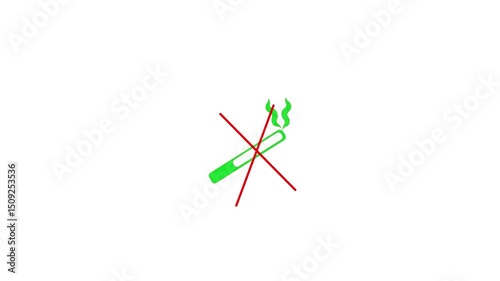 No Smock icon animation on white background. Smock Danger red signal icon .4k video 