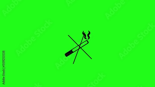 No Smock icon animation on green background. Smock Danger red signal icon .4k video 