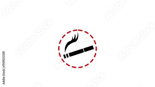 No Smock icon animation on white background. Smock Danger red signal icon .4k video 