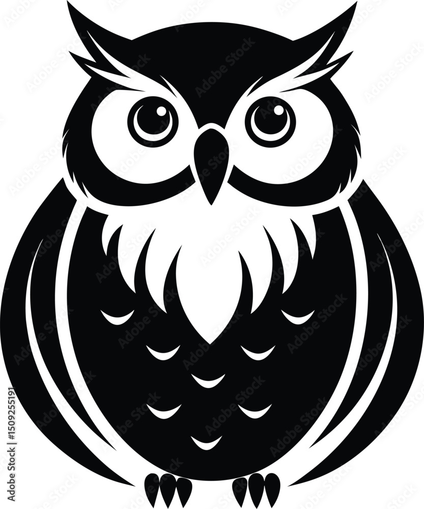 Fototapeta premium owl silhouette, perched bird, calm watch 