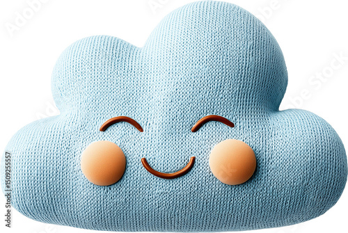 Cute Kawaii Cloud Illustration Isolated on Transparent Background