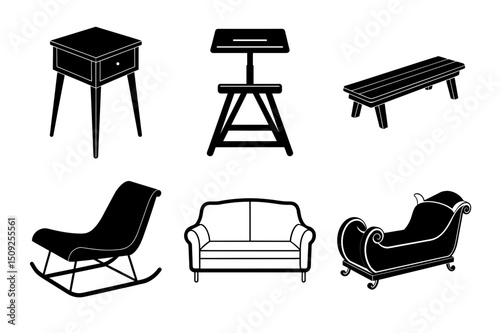 Set of Silhouettes for Room Furniture