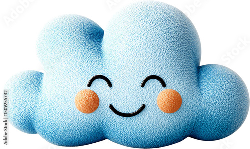 Cute Kawaii Cloud Illustration Isolated on Transparent Background