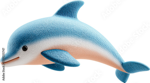 Cute Light Blue Dolphin Illustration Isolated on Transparent Background