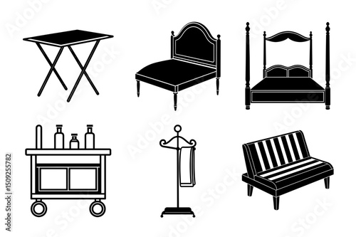Black Silhouettes of Household Furniture