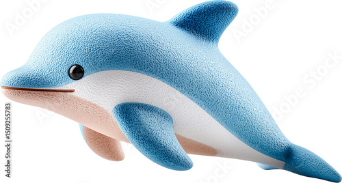 Cute Light Blue Dolphin Illustration Isolated on Transparent Background