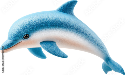 Cute Light Blue Dolphin Illustration Isolated on Transparent Background