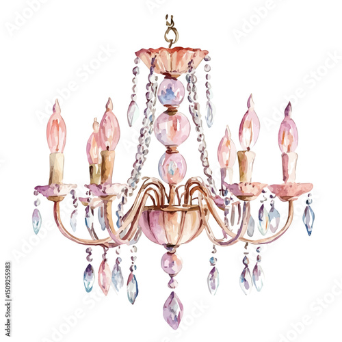 watercolor vector of Pendant Chandelier, high quality, isolated on a white background.