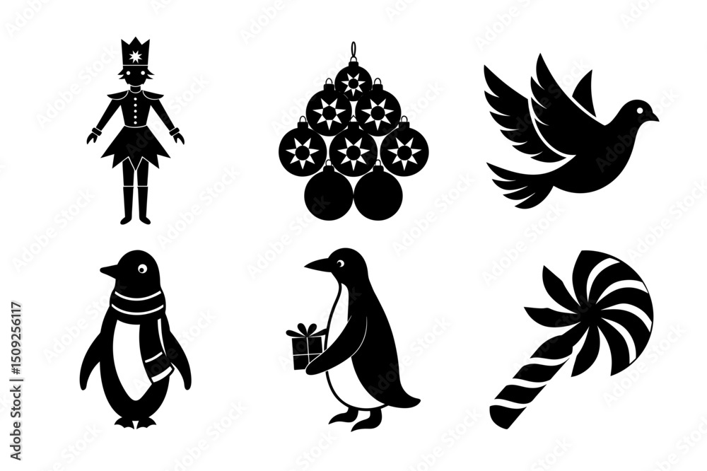 Fototapeta premium Winter Holiday Silhouette Icon Pack