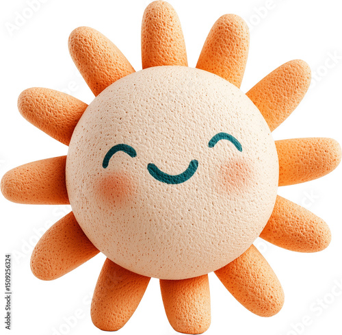 Cute Watercolor Sun Illustration Isolated on Transparent Background