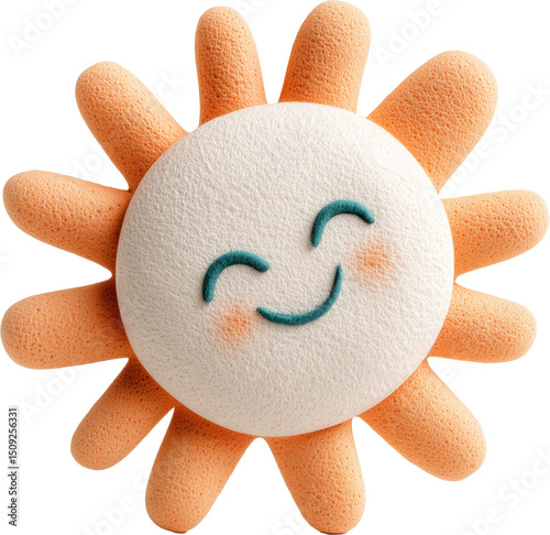 Cute Watercolor Sun Illustration Isolated on Transparent Background