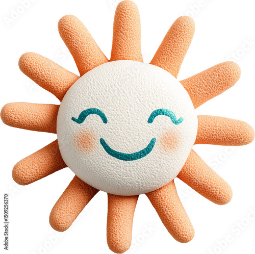 Cute Watercolor Sun Illustration Isolated on Transparent Background
