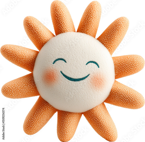 Cute Watercolor Sun Illustration Isolated on Transparent Background